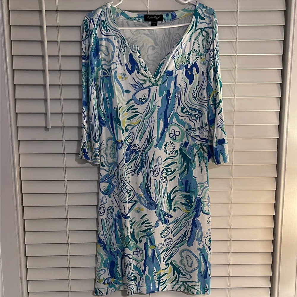 Blue and Green Patterned Dress
